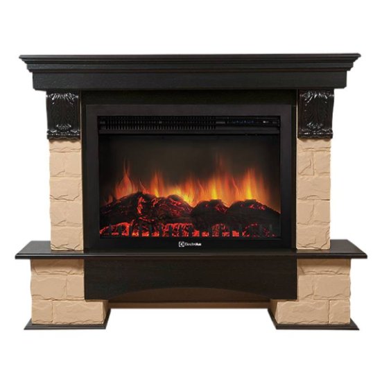 Каминокомплект Firelight Forte 30U угловой с очагом Electrolux EFP/P-3020LS камень бежевый/шпон темный дуб