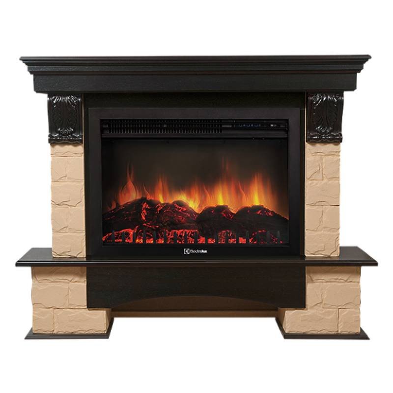 Каминокомплект Firelight Forte 30U угловой с очагом Electrolux EFP/P-3020LS камень бежевый/шпон темный дуб